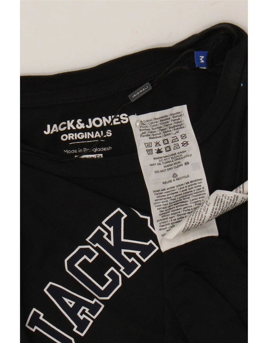 Мужская футболка с рисунком Jack & Jones стандартного кроя, средний черный хлопковый топ