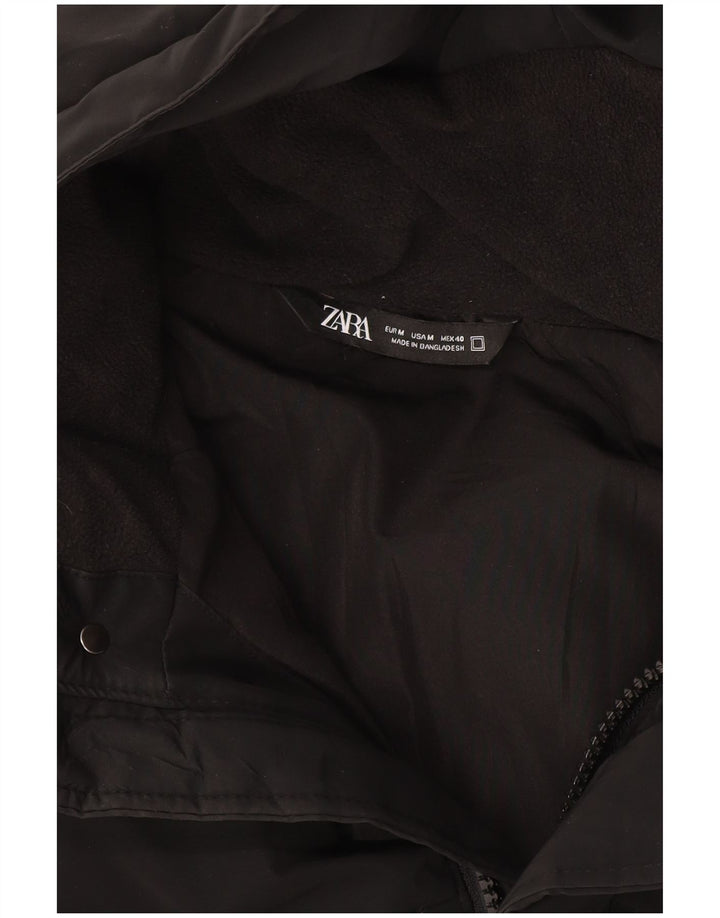 Мужское стеганое пальто с капюшоном Zara UK 38, средний черный