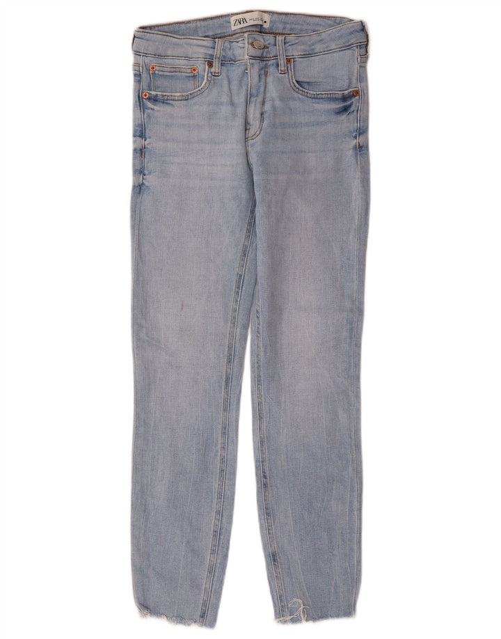 Женские узкие джинсы Zara EU 38, маленькие W28 L27, синие, хлопок