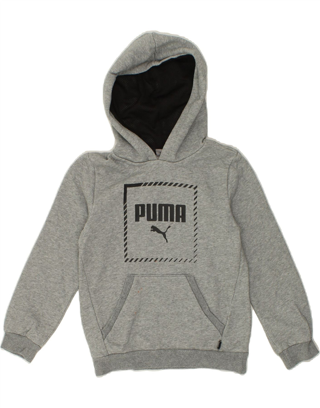 PUMA Boys Graphic Hoodie Jumper 9-10 Years Medium  Grey Cotton Vintage Puma and Second-Hand Puma from Messina Hembry 
