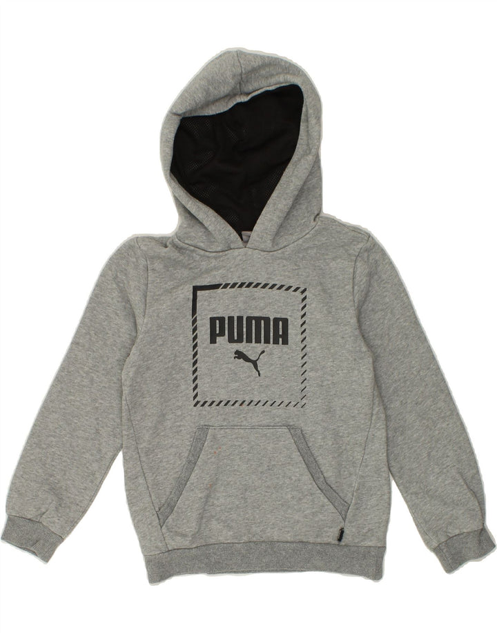 PUMA Boys Graphic Hoodie Jumper 9-10 Years Medium  Grey Cotton Vintage Puma and Second-Hand Puma from Messina Hembry 