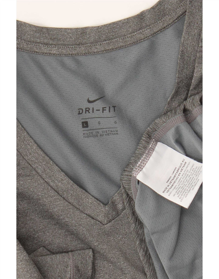 Женская футболка Nike Dri Fit Top UK 14, большой серый полиэстер