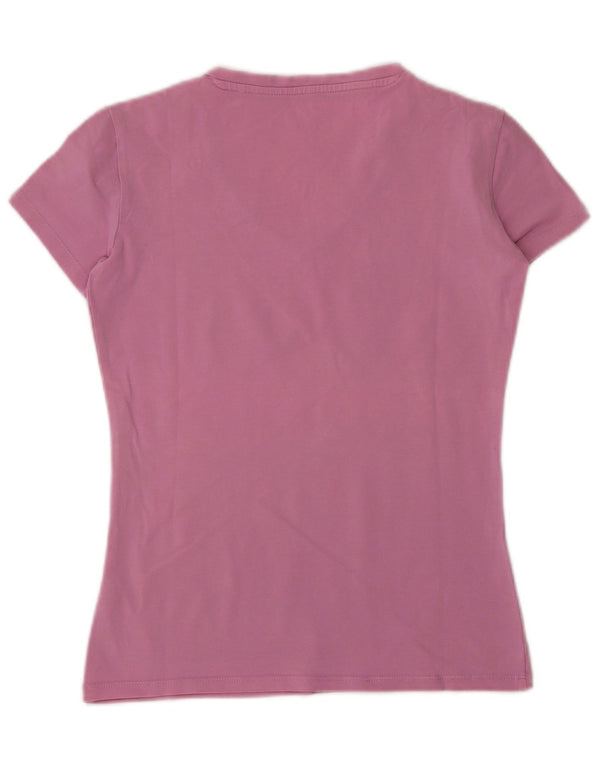Guess Womens Graphic T-Shirt Top UK 6 XS Pink Floral Cotton