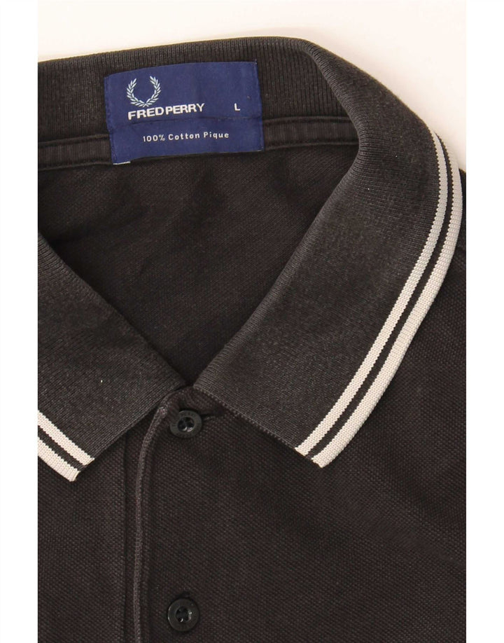 Мужская рубашка-поло Fred Perry в большую черную полоску из хлопка
