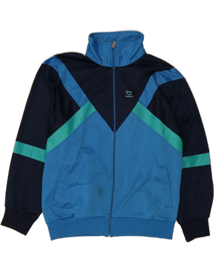 LEOPARD Mens Tracksuit Top Jacket Large Blue Colourblock Polyester Vintage Leopard and Second-Hand Leopard from Messina Hembry 