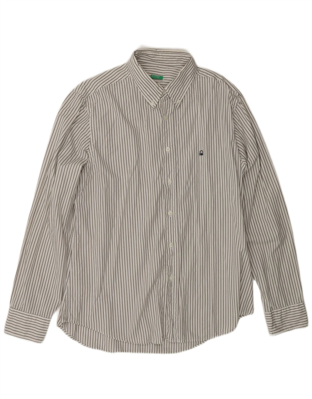 Рубашка мужская BENETTON 2XL, хлопок в белую полоску