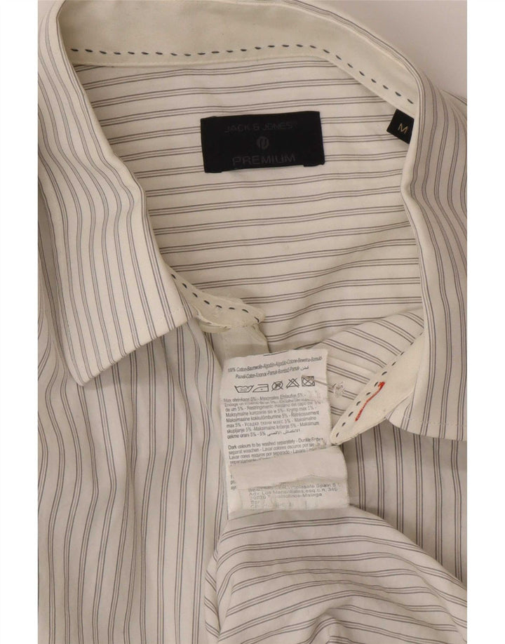 Мужская рубашка Jack & Jones в тонкую полоску белого цвета, хлопок среднего размера