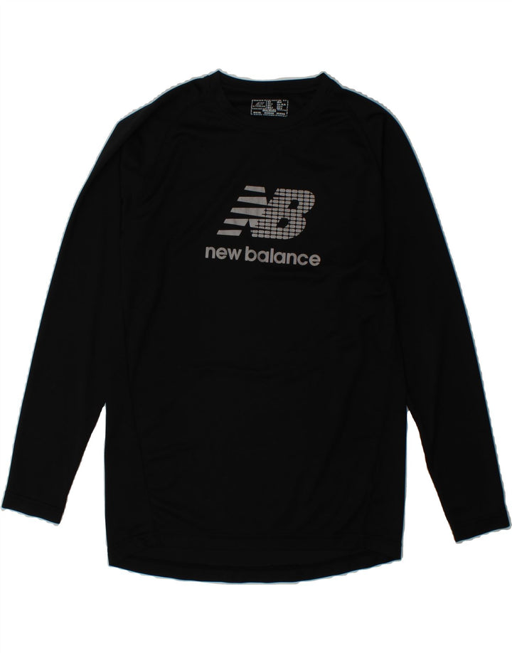 NEW BALANCE Mens Graphic Top Long Sleeve Small Black Polyester Vintage New Balance and Second-Hand New Balance from Messina Hembry 