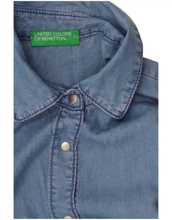 Рубашка женская с коротким рукавом BENETTON UK 14, средний синий