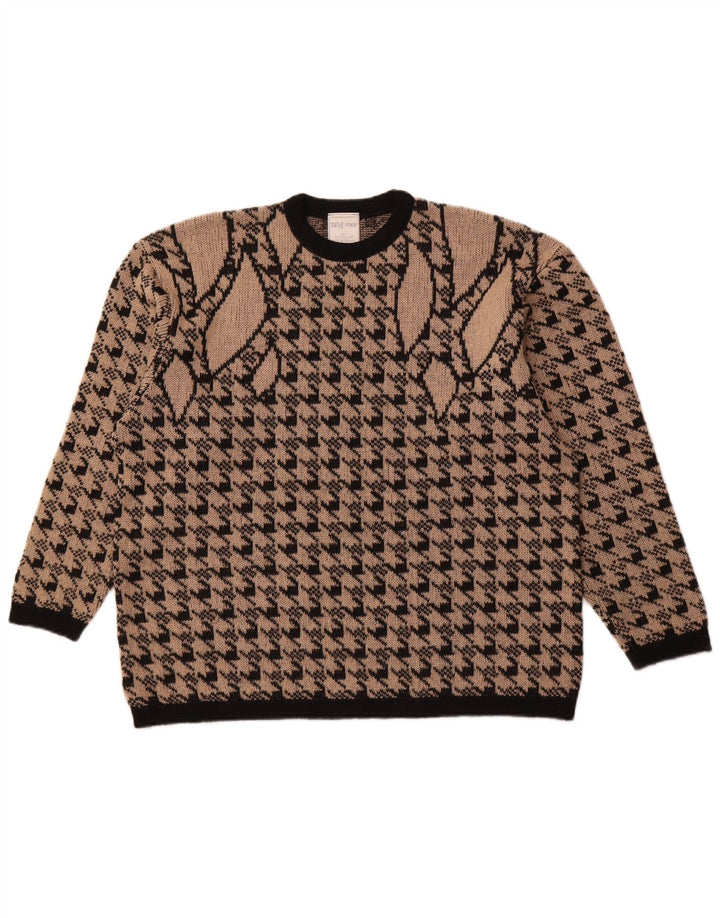 Женский джемпер MERRY FINN с круглым вырезом, Великобритания 18 XL, коричневый с узором «гусиные лапки»