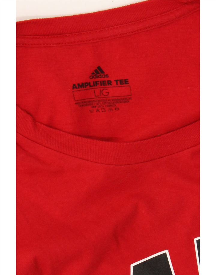 ADIDAS Mens Graphic T-Shirt Top Large Red Cotton Vintage Adidas and Second-Hand Adidas from Messina Hembry 