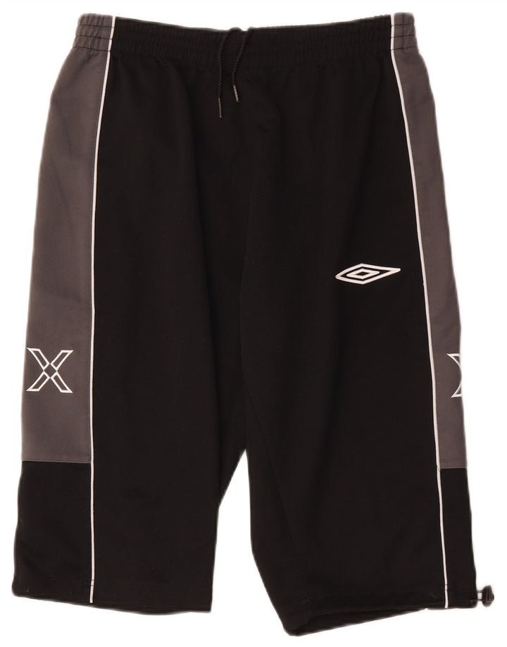 Мужские спортивные шорты-бермуды с рисунком Umbro, большие черные полиэстер с цветными блоками