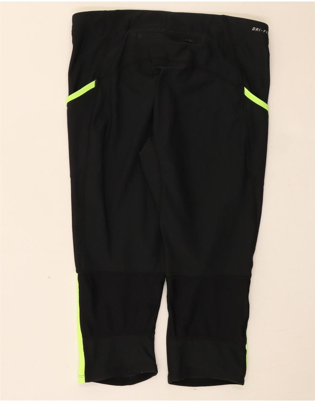 Женские леггинсы-капри Nike Dri Fit UK 12, средний черный, полиэстер с цветными блоками