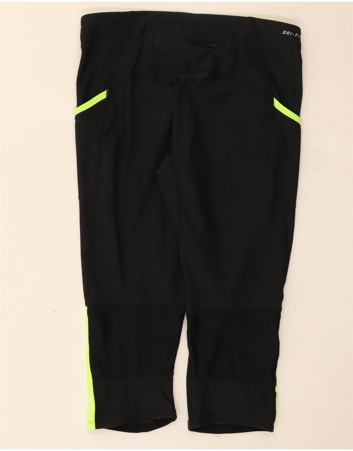 Женские леггинсы-капри Nike Dri Fit UK 12, средний черный, полиэстер с цветными блоками