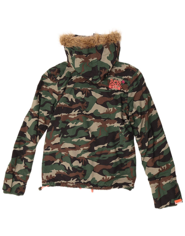 Женская ветровка-ветровка Superdry UK 10, маленькая зеленая камуфляжная куртка