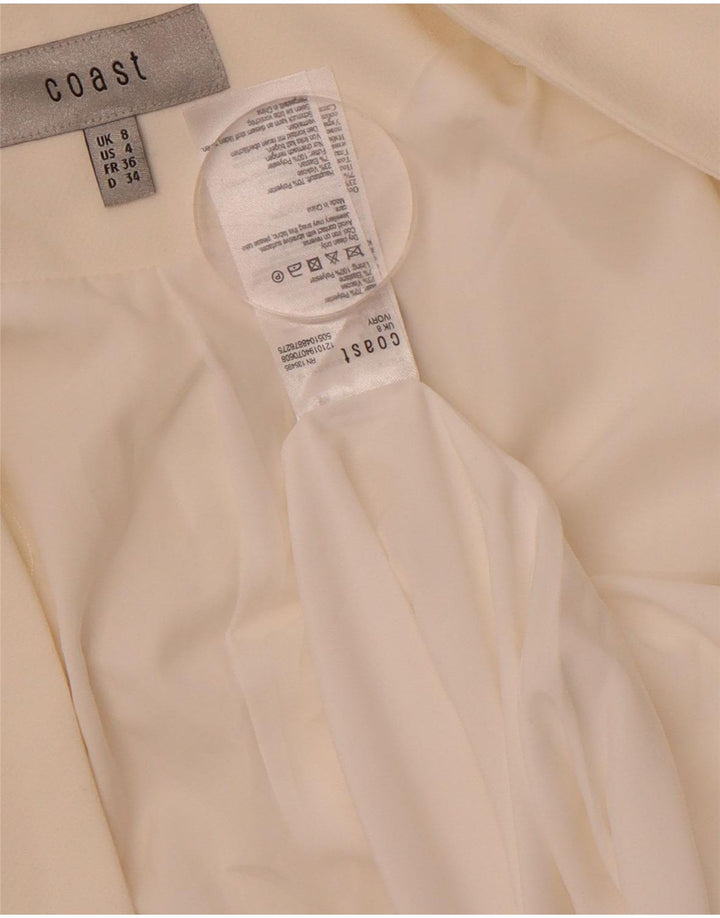 COAST Womens Longline Open Blazer Jacket UK 8 Small Off White Polyester
