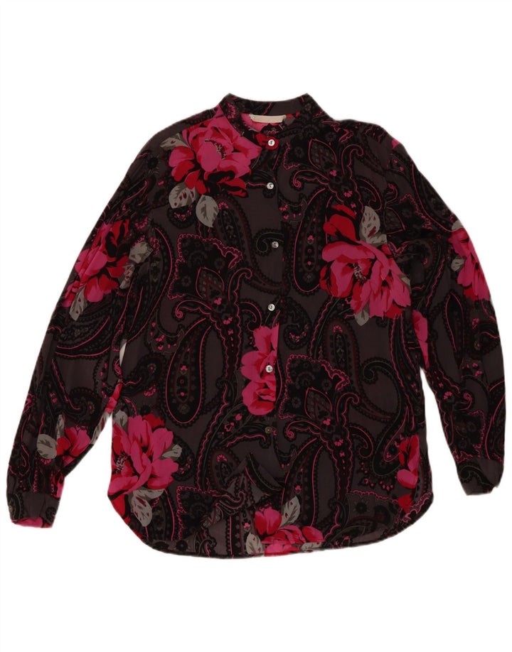MONNALISA Womens Shirt Blouse UK 12 Medium Black Floral