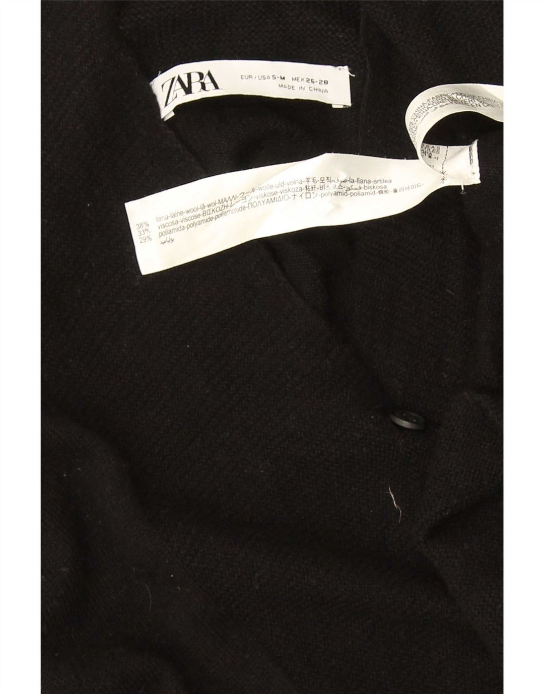 Женский свободный кардиган Zara UK 10, маленький черный шерстяной свитер