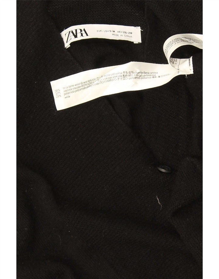 Женский свободный кардиган Zara UK 10, маленький черный шерстяной свитер