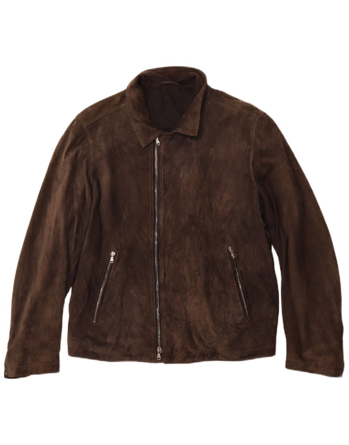 Винтажная женская замшевая куртка UK 12, кожа среднего коричневого цвета