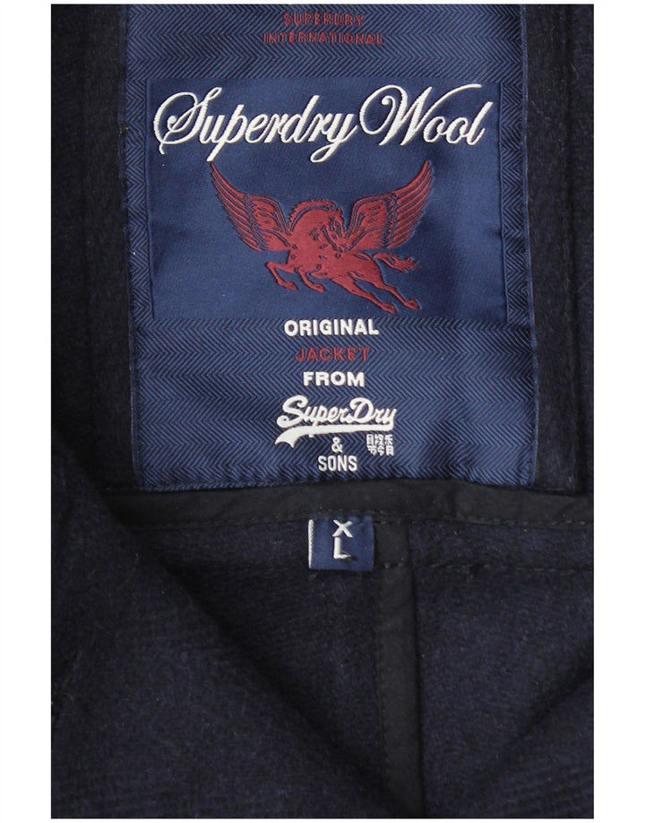 Мужское бушлат в стиле милитари Superdry UK 42 XL, темно-синий, с шевроном, шерсть