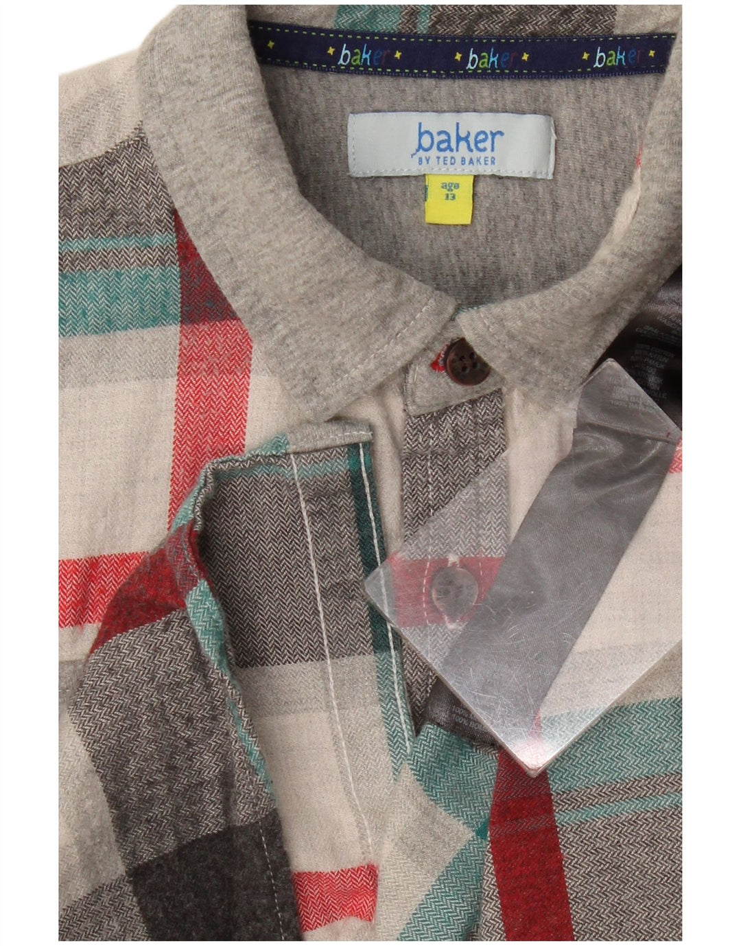 Фланелевая рубашка Ted Baker для мальчиков 12–13 лет, серая, хлопковая в клетку
