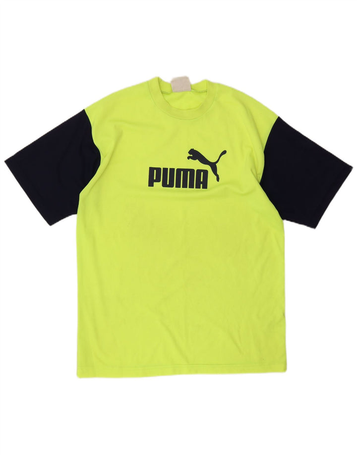 Мужская футболка с рисунком Puma, большой желтый полиэстер с цветными блоками