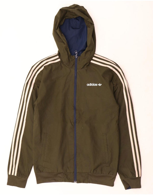 Мужской двусторонний спортивный костюм Adidas с капюшоном XS, цвет хаки, цветной блок