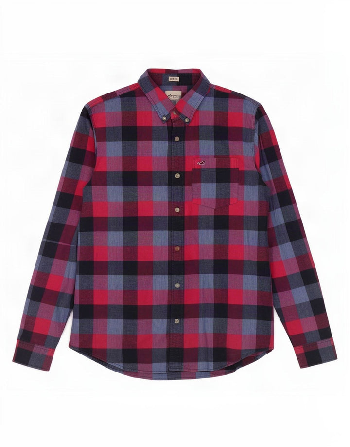 Мужская рубашка Hollister 2XL, хлопковая красная клетка