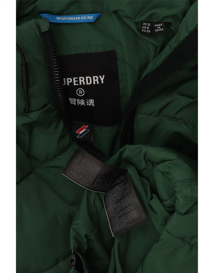 Женская утепленная куртка оверсайз с капюшоном Superdry UK 10, маленький зеленый полиэстер