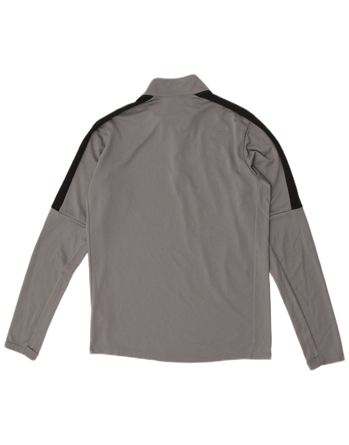 Мужской топ Nike Dri Fit с воротником на молнии и длинными рукавами, маленький серый, полиэстер с цветными блоками