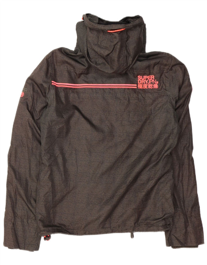SUPERDRY Мужская ветровка с капюшоном UK 36, маленькая серая с узором «в елочку»