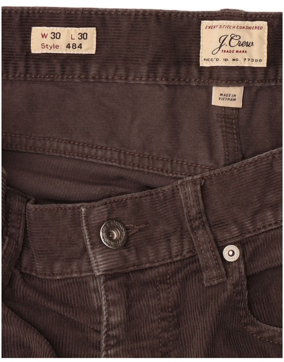 Мужские вельветовые брюки J. CREW 484 W30 L30 серого цвета, хлопок