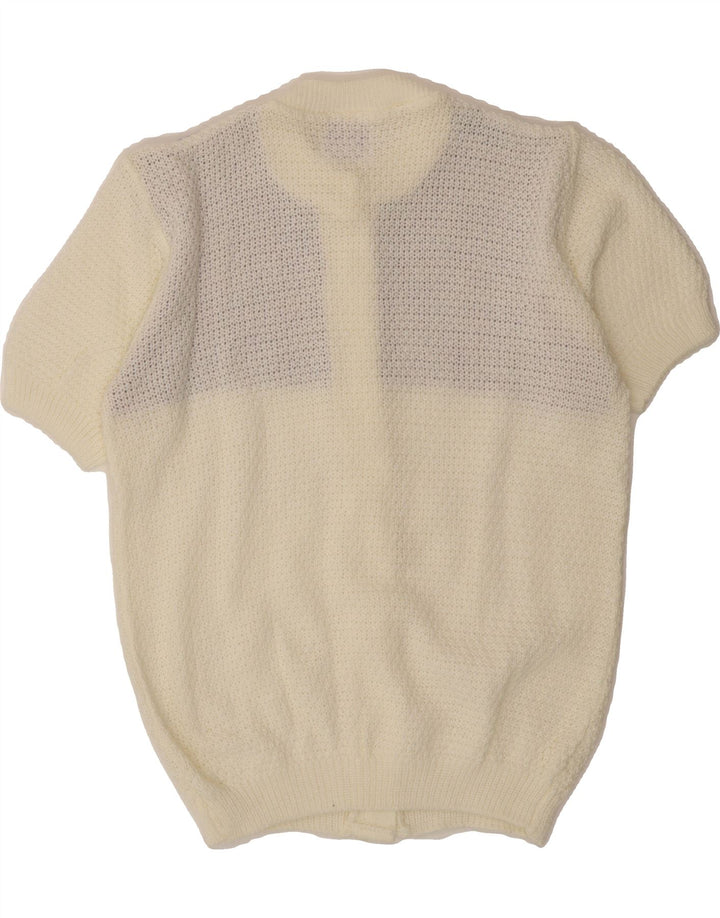 VINTAGE Womens Cardigan Sweater UK 12 Medium Beige Colourblock Vintage Vintage and Second-Hand Vintage from Messina Hembry 