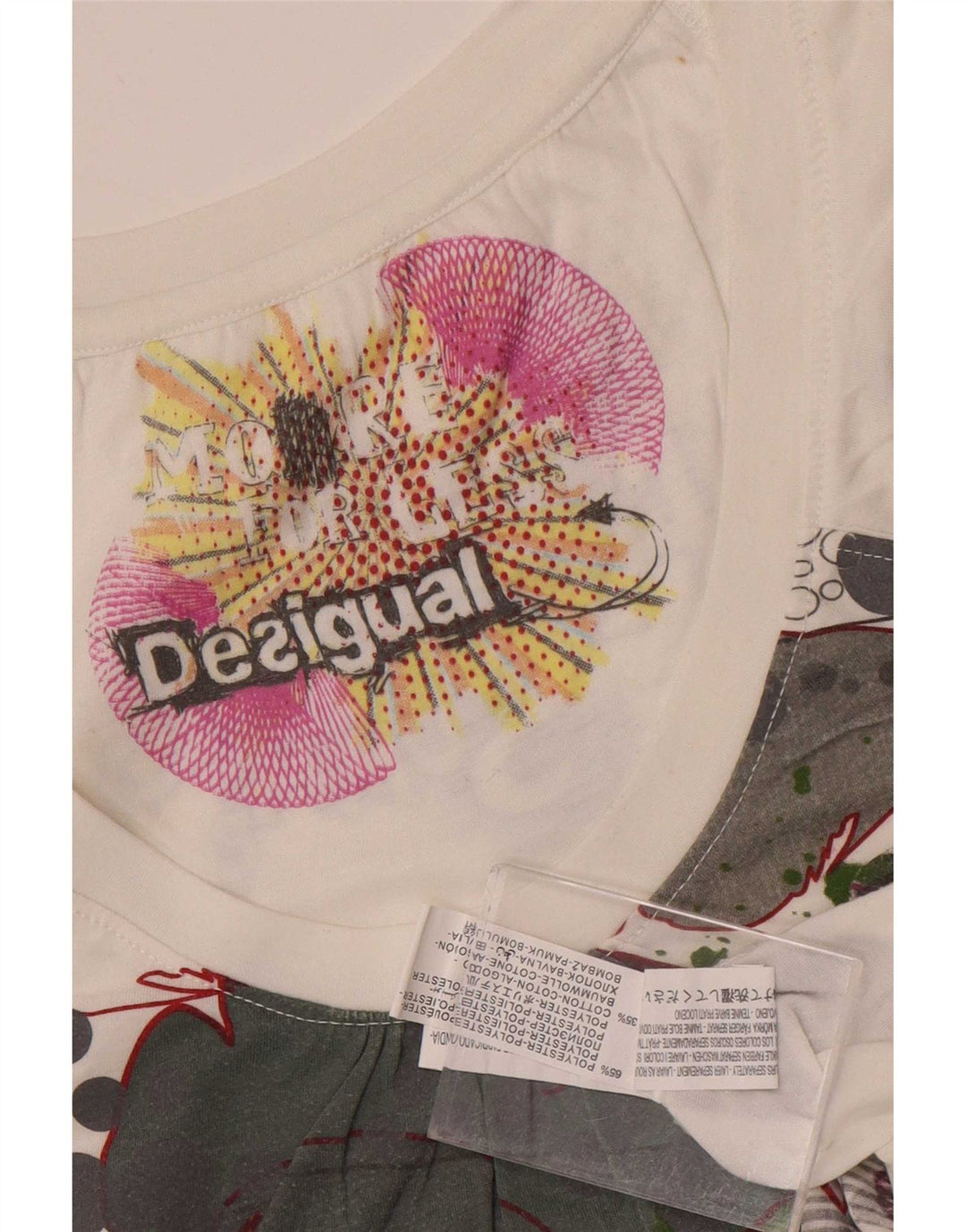Женская футболка с рисунком Desigual Top UK 12, средний белый полиэстер