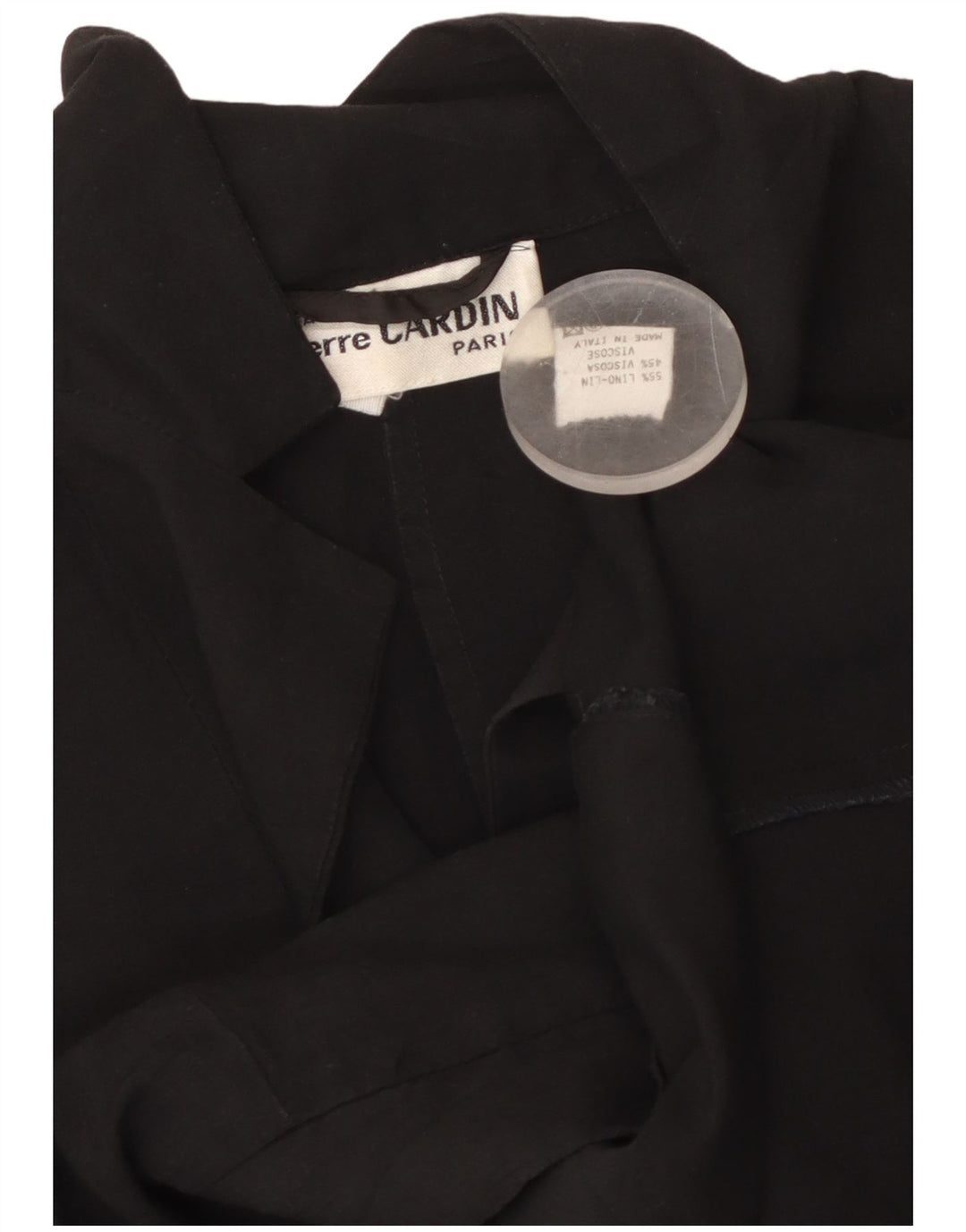 Женский пиджак PIERRE CARDIN на 1 пуговице UK 12, средний черный льняной пиджак