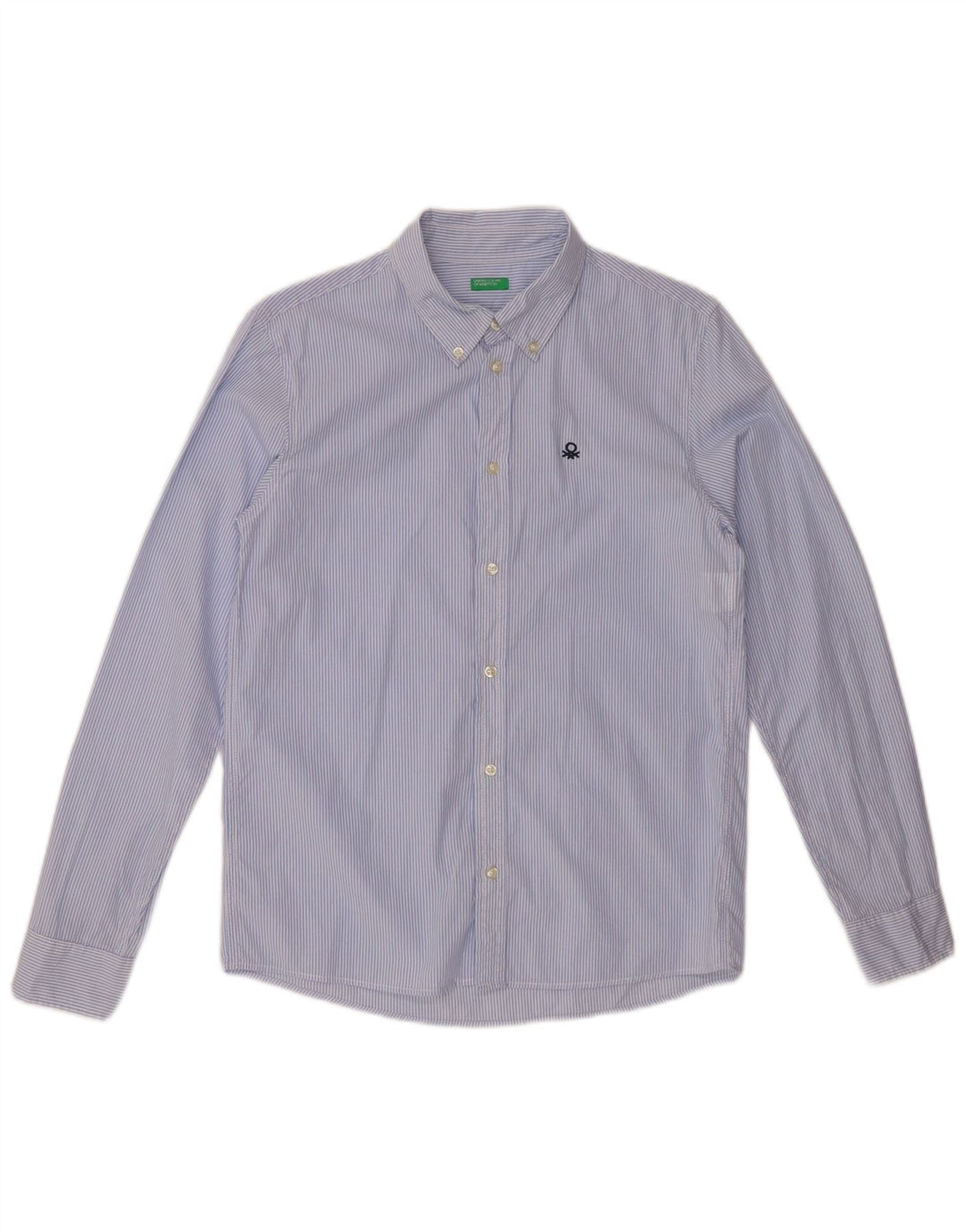 Рубашка BENETTON для мальчиков 13-14 лет, размер 3XL, синяя хлопковая полоска