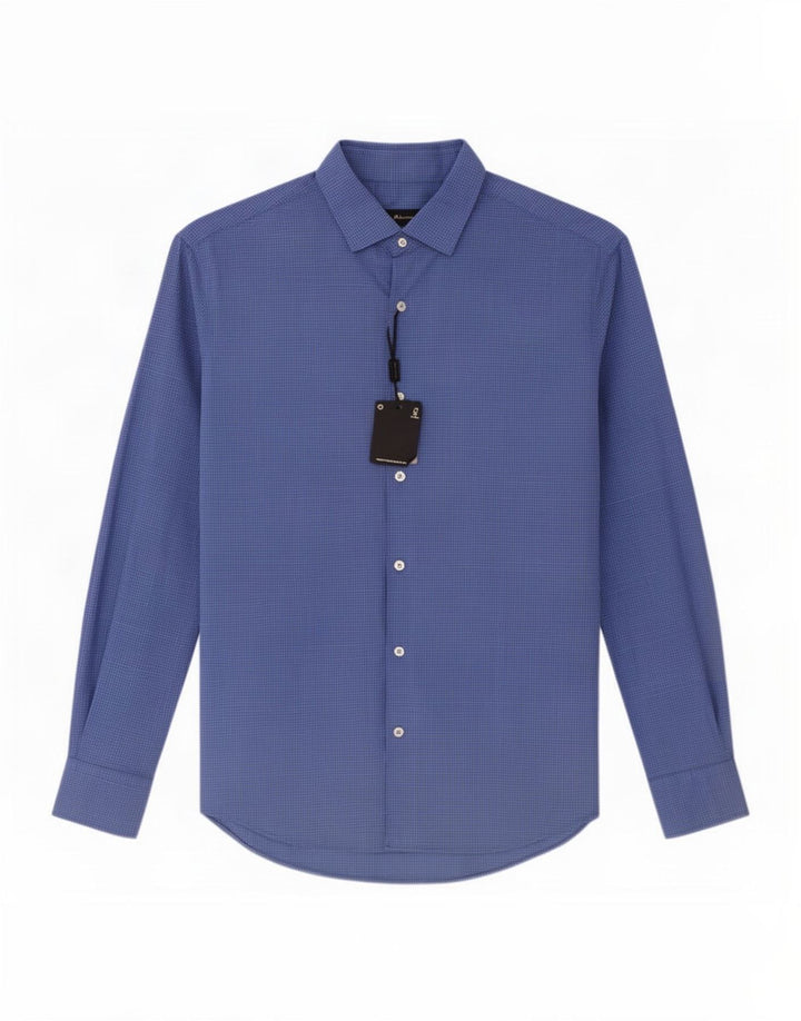 Мужская рубашка Massimo Dutti XL, синяя клетка, хлопок