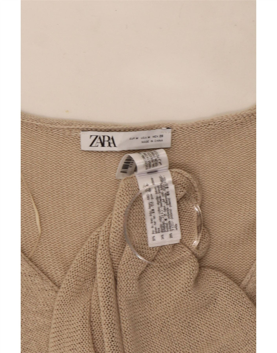 Женский кардиган Zara UK 14, средний бежевый льняной свитер
