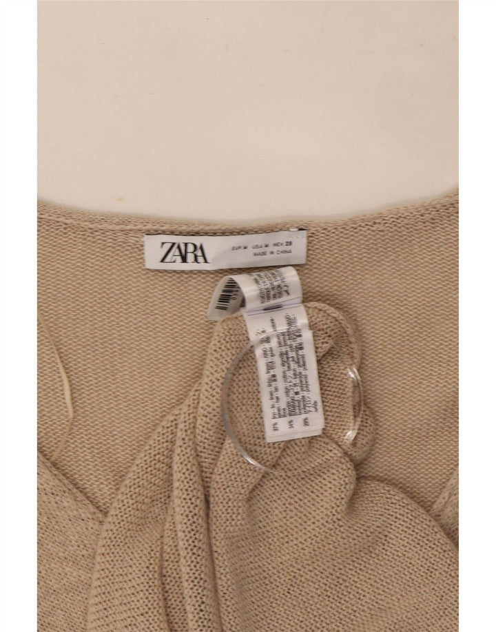 Женский кардиган Zara UK 14, средний бежевый льняной свитер