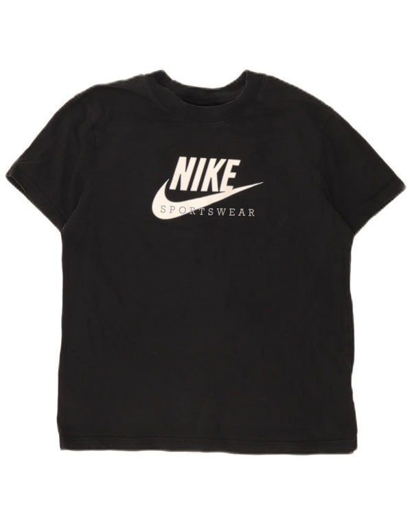 Женская футболка с рисунком Nike Top UK 6 XS, черный хлопок с цветными блоками