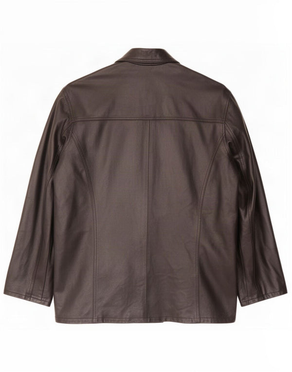 Мужская двубортная кожаная куртка Bayside UK 44 2XL, черная