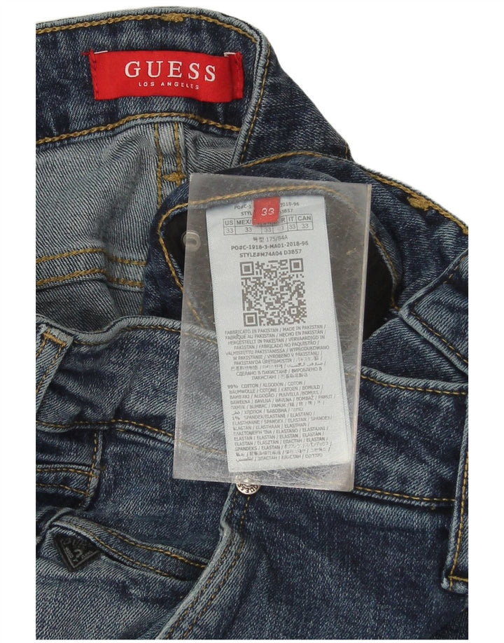 GUESS Mens Slim Jeans W33 L31 Blue Cotton