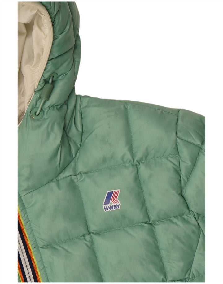 Двусторонняя утепленная куртка K-Way для девочек с капюшоном, скидка 11–12 лет, белый полиамид