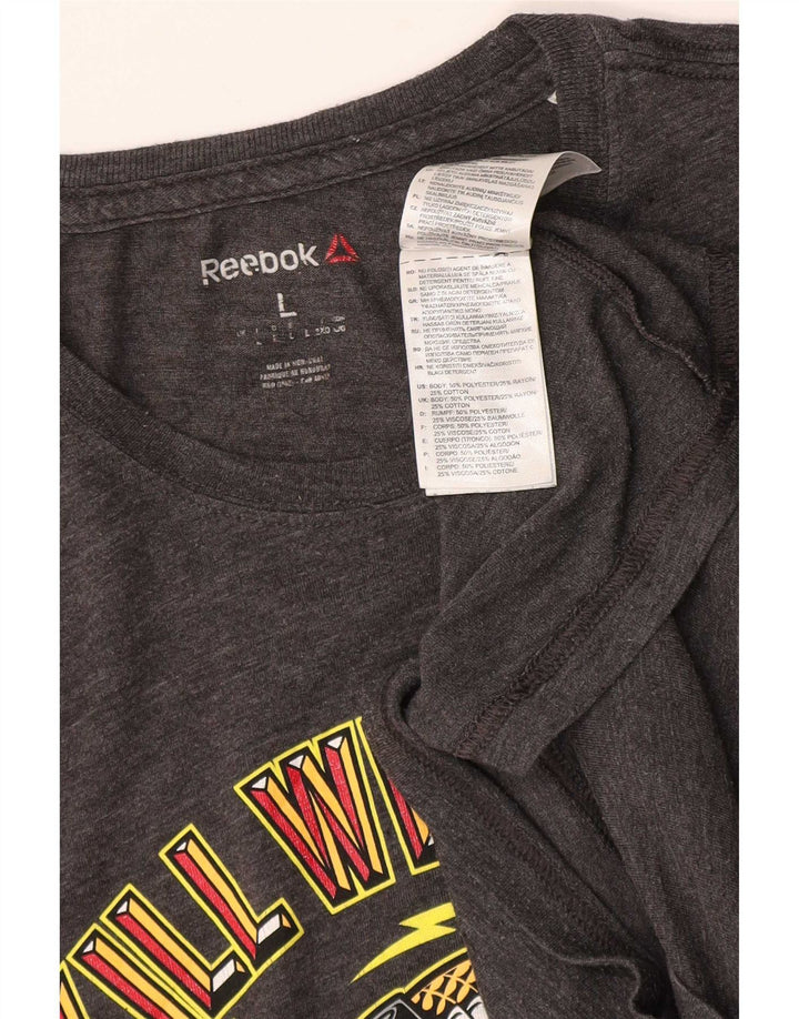 Мужская футболка с рисунком Reebok, большой серый полиэстер