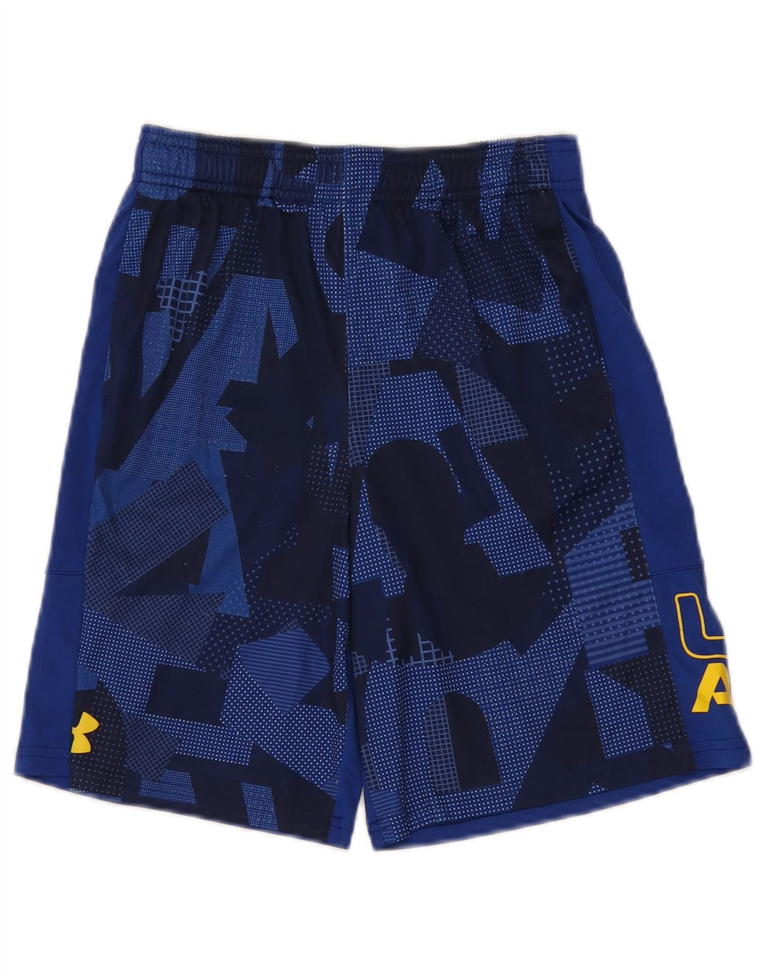 Спортивные шорты Under Armour с графическим рисунком для мальчиков 9–10 лет, средние синие с геометрическим рисунком