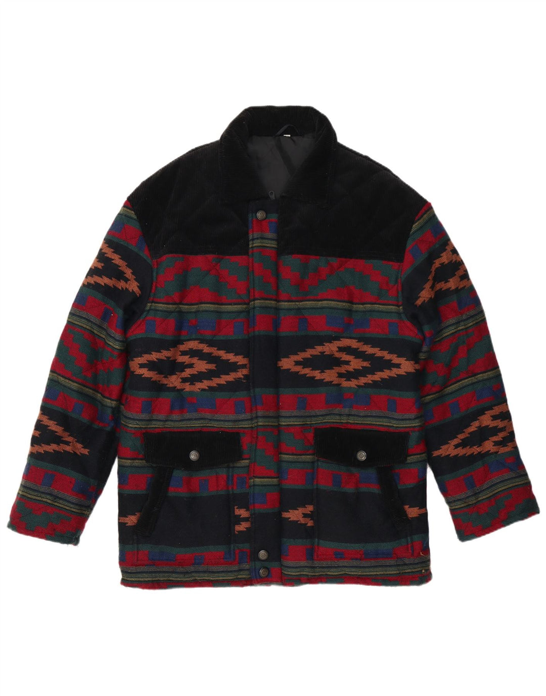 Мужская стеганая куртка VINTAGE UK 40, большая разноцветная с геометрическим узором