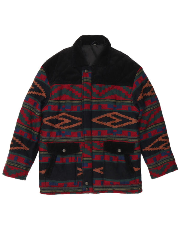 Мужская стеганая куртка VINTAGE UK 40, большая разноцветная с геометрическим узором