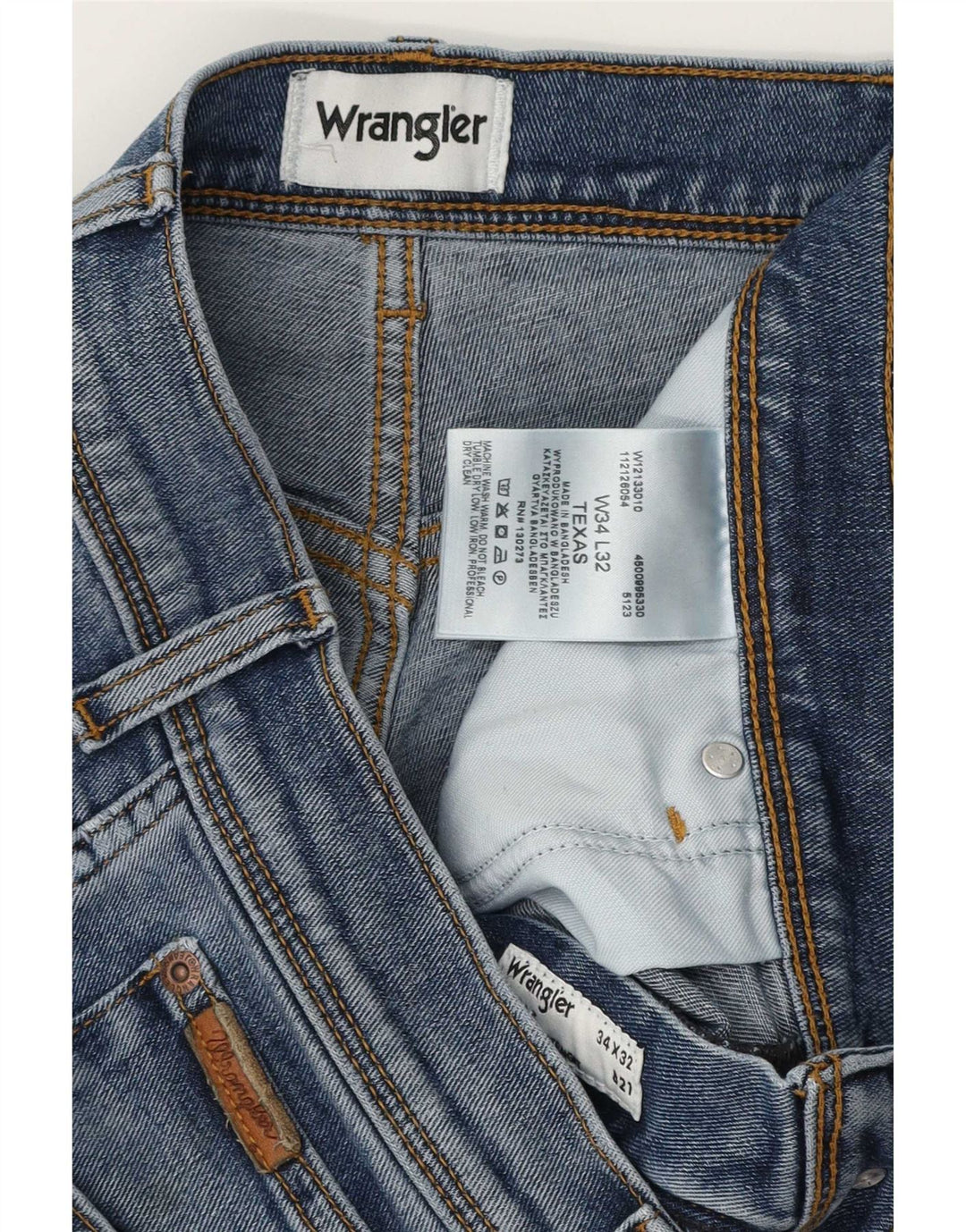 Мужские прямые джинсы Wrangler Texas W34 L32, синий хлопок