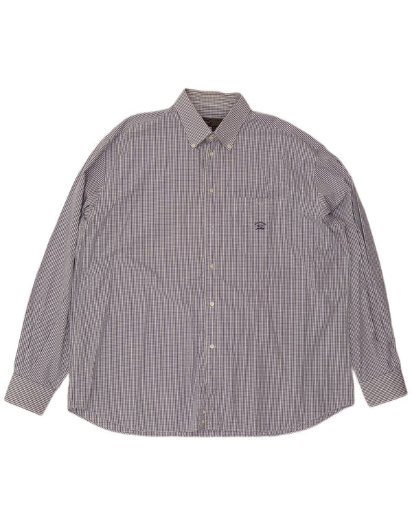 Мужская рубашка для яхтинга Paul & Shark, размер 47, 18, 1/2, 2XL, темно-синяя клетка, хлопок